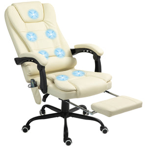 English Elm Vinsetto Ergonomic Home Office Chair with Mesh Back, Lumbar Support, Recline to 135° & Wheels Cream White W2225P250032