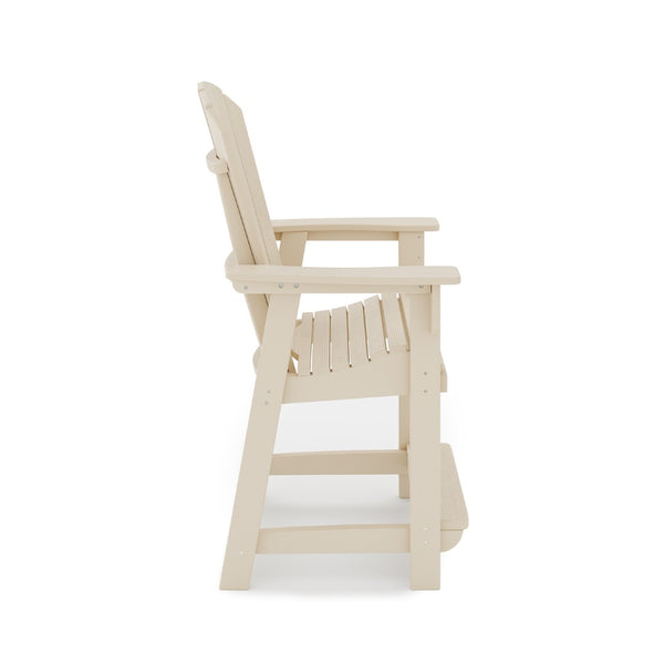 English Elm Adirondack Hdpe Poly Lumber Counter Chair Ergonomic Outdoor Stool for Patio Dining Beige B195P198790