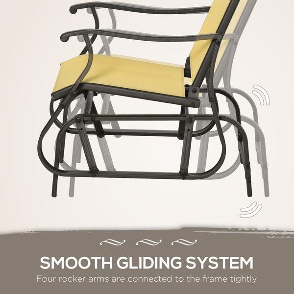 English Elm Outsunny 3-Piece Outdoor Glider Bistro Set With Comfortable Chairs & Glass Table For Patios, Beige W2225P217104-GIGA