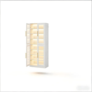 English Elm Modern Eight Tier Shoe Cabinet with Led Lighting Acrylic Doors Entryway Storage T3971P449195