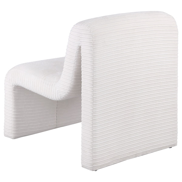 English Elm Winne Sculptural Ivory Curved Armless Accent Chair - Ribbed Upholstery, Modern Artistic Silhouette for Living Room Elegance B062P299869
