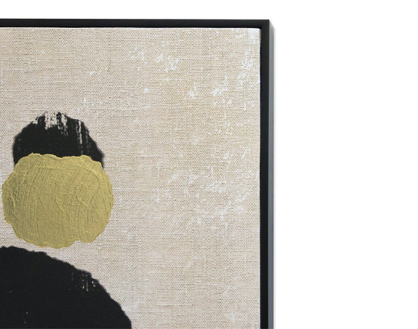 Sunpan FUN Art Diptych Set of 2 - 48" Black Floater Frame with Gold Leaf & Textured Canvas Elegance A0342