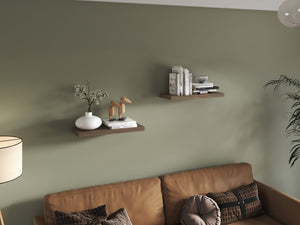 English Elm Ecco Floating Wall Shelves Set of 2 — Sleek Hidden Bracket Design, Sturdy Display & Space-Saving Storage Mahogany 32 L x 11 W x 4 H B200P240259