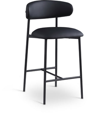 Meridian Furniture Lupita Vegan Leather Counter Stool with Metal Frame for Modern Kitchen Island or Bar Seating Black Style B 996Black-C