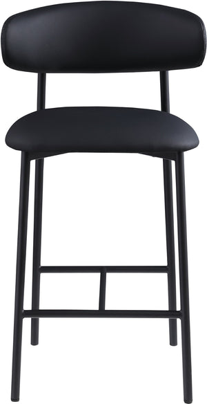 Meridian Furniture Lupita Vegan Leather Counter Stool with Metal Frame for Modern Kitchen Island or Bar Seating Black Style B 996Black-C