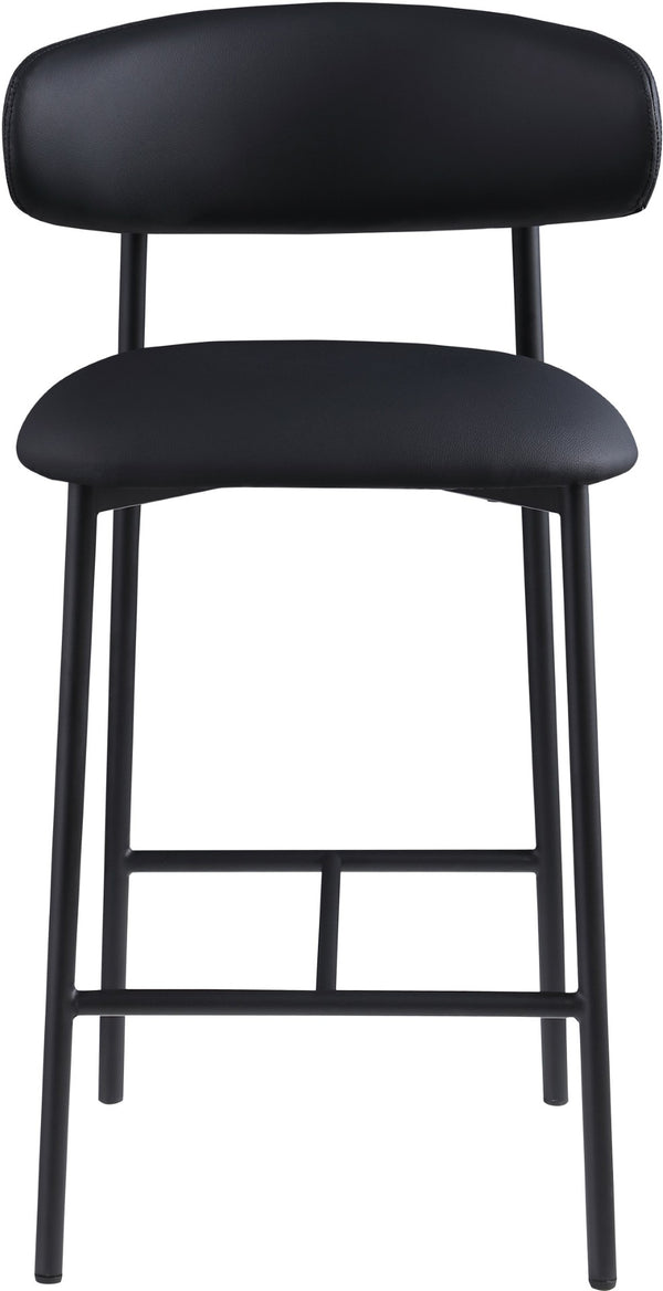 Meridian Furniture Lupita Vegan Leather Counter Stool with Metal Frame for Modern Kitchen Island or Bar Seating Black Style B 996Black-C