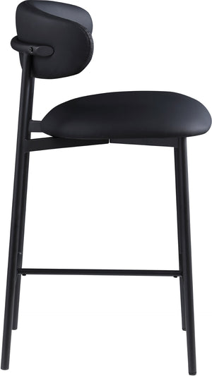Meridian Furniture Lupita Vegan Leather Counter Stool with Metal Frame for Modern Kitchen Island or Bar Seating Black Style B 996Black-C