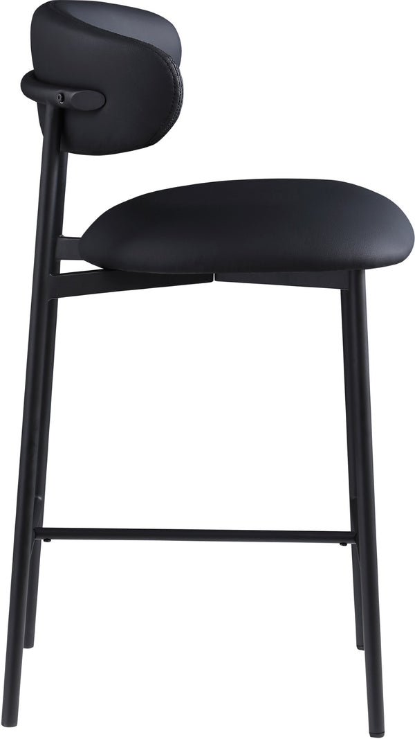 Meridian Furniture Lupita Vegan Leather Counter Stool with Metal Frame for Modern Kitchen Island or Bar Seating Black Style B 996Black-C