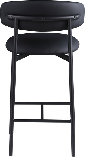 Meridian Furniture Lupita Vegan Leather Counter Stool with Metal Frame for Modern Kitchen Island or Bar Seating Black Style B 996Black-C