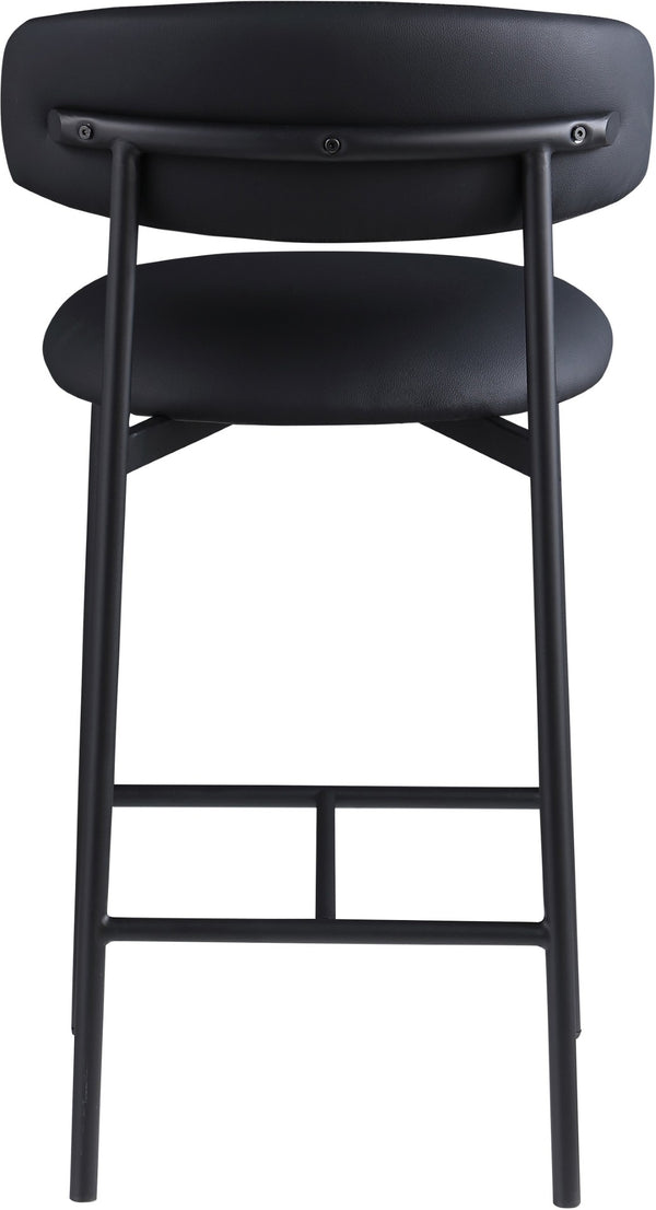 Meridian Furniture Lupita Vegan Leather Counter Stool with Metal Frame for Modern Kitchen Island or Bar Seating Black Style B 996Black-C