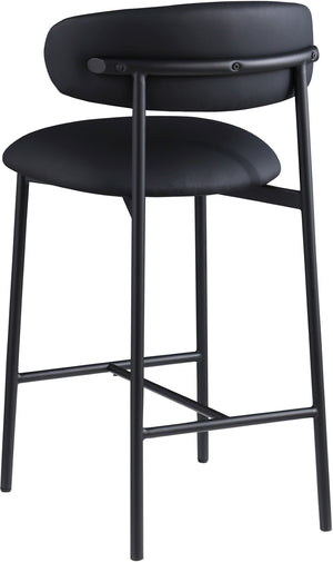 Meridian Furniture Lupita Vegan Leather Counter Stool with Metal Frame for Modern Kitchen Island or Bar Seating Black Style B 996Black-C