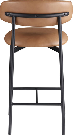 Meridian Furniture Lupita Vegan Leather Counter Stool with Metal Frame for Modern Kitchen Island or Bar Seating Cognac Style B 996Cognac-C