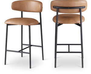 Meridian Furniture Lupita Vegan Leather Counter Stool with Metal Frame for Modern Kitchen Island or Bar Seating Cognac Style B 996Cognac-C