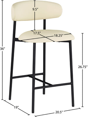 Meridian Furniture Lupita Vegan Leather Counter Stool with Metal Frame for Modern Kitchen Island or Bar Seating Cream Style B 996Cream-C