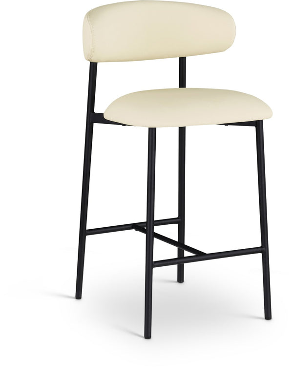 Meridian Furniture Lupita Vegan Leather Counter Stool with Metal Frame for Modern Kitchen Island or Bar Seating Cream Style B 996Cream-C
