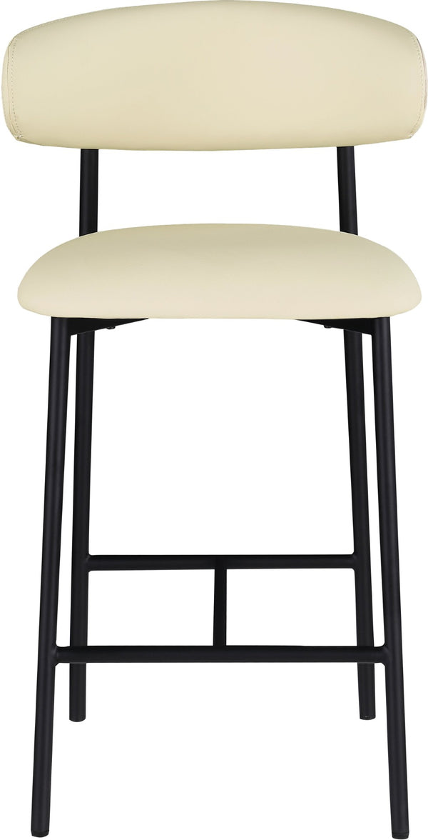 Meridian Furniture Lupita Vegan Leather Counter Stool with Metal Frame for Modern Kitchen Island or Bar Seating Cream Style B 996Cream-C