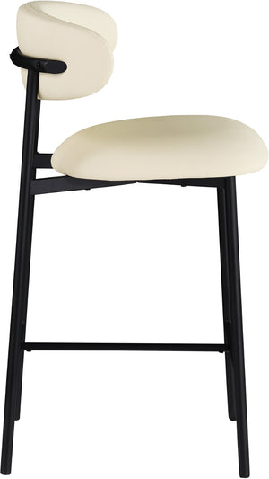 Meridian Furniture Lupita Vegan Leather Counter Stool with Metal Frame for Modern Kitchen Island or Bar Seating Cream Style B 996Cream-C