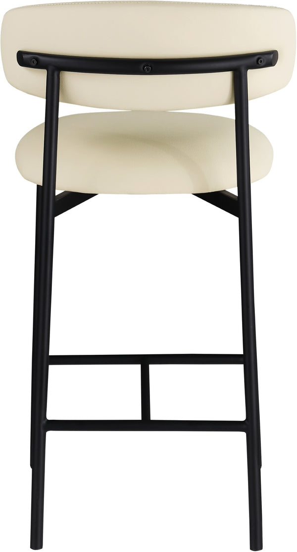 Meridian Furniture Lupita Vegan Leather Counter Stool with Metal Frame for Modern Kitchen Island or Bar Seating Cream Style B 996Cream-C