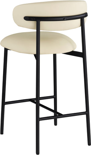Meridian Furniture Lupita Vegan Leather Counter Stool with Metal Frame for Modern Kitchen Island or Bar Seating Cream Style B 996Cream-C