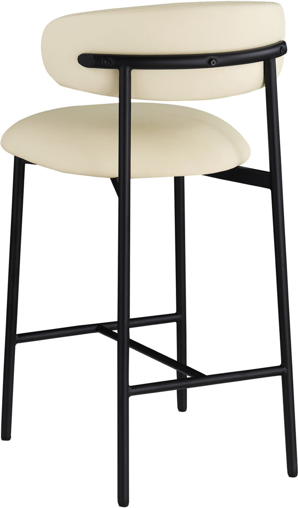 Meridian Furniture Lupita Vegan Leather Counter Stool with Metal Frame for Modern Kitchen Island or Bar Seating Cream Style B 996Cream-C