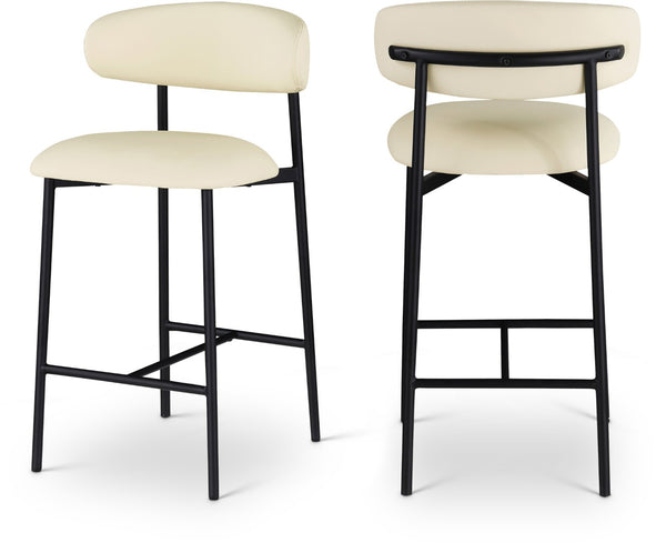 Meridian Furniture Lupita Vegan Leather Counter Stool with Metal Frame for Modern Kitchen Island or Bar Seating Cream Style B 996Cream-C