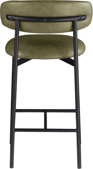 Meridian Furniture Lupita Vegan Leather Counter Stool with Metal Frame for Modern Kitchen Island or Bar Seating Olive Style B 996Olive-C
