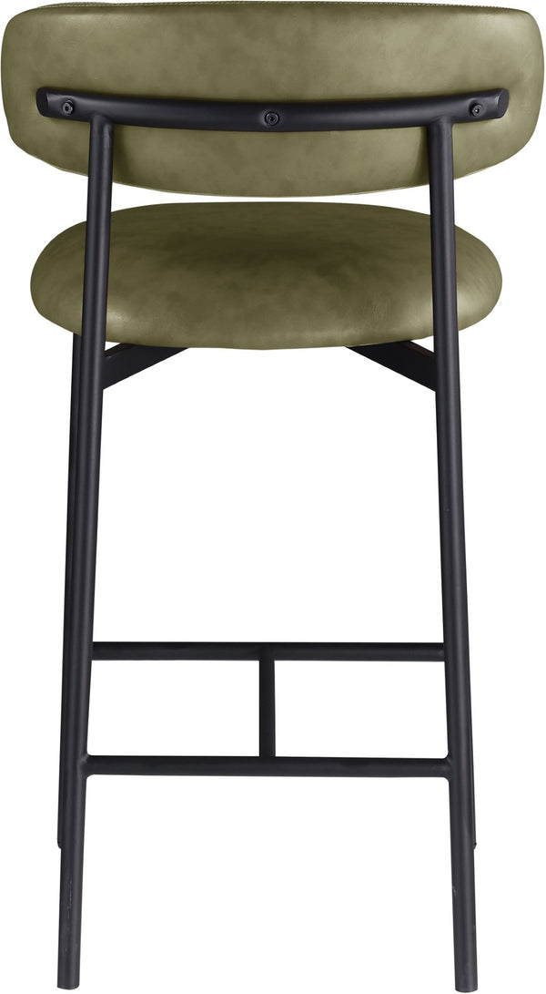Meridian Furniture Lupita Vegan Leather Counter Stool with Metal Frame for Modern Kitchen Island or Bar Seating Olive Style B 996Olive-C
