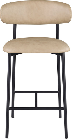 Meridian Furniture Lupita Vegan Leather Counter Stool with Metal Frame for Modern Kitchen Island or Bar Seating Tan Style B 996Tan-C