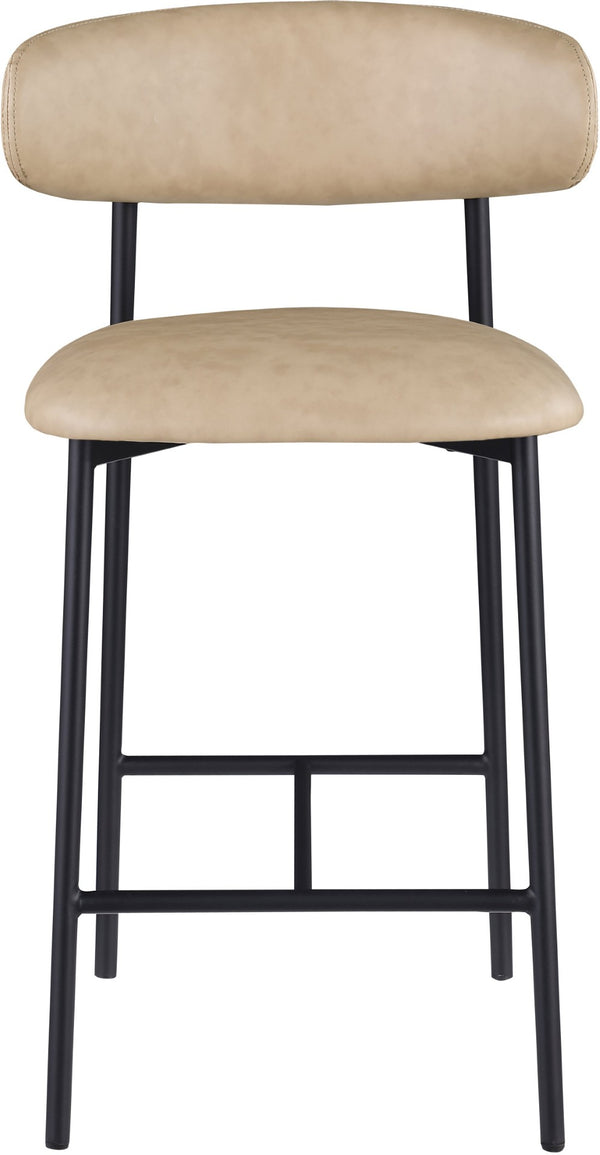 Meridian Furniture Lupita Vegan Leather Counter Stool with Metal Frame for Modern Kitchen Island or Bar Seating Tan Style B 996Tan-C