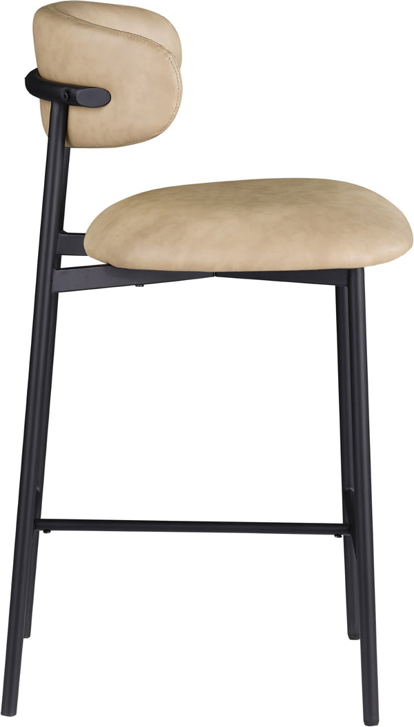 Meridian Furniture Lupita Vegan Leather Counter Stool with Metal Frame for Modern Kitchen Island or Bar Seating Tan Style B 996Tan-C