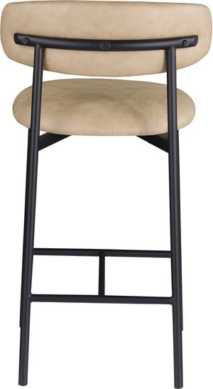 Meridian Furniture Lupita Vegan Leather Counter Stool with Metal Frame for Modern Kitchen Island or Bar Seating Tan Style B 996Tan-C