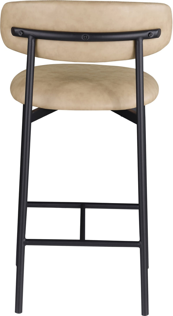 Meridian Furniture Lupita Vegan Leather Counter Stool with Metal Frame for Modern Kitchen Island or Bar Seating Tan Style B 996Tan-C