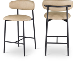 Meridian Furniture Lupita Vegan Leather Counter Stool with Metal Frame for Modern Kitchen Island or Bar Seating Tan Style B 996Tan-C