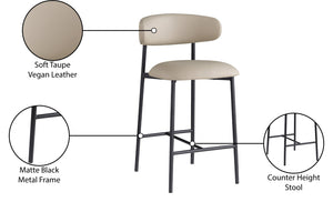 Meridian Furniture Lupita Vegan Leather Counter Stool with Metal Frame for Modern Kitchen Island or Bar Seating Taupe Style B 996Taupe-C