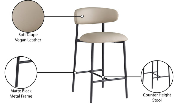 Meridian Furniture Lupita Vegan Leather Counter Stool with Metal Frame for Modern Kitchen Island or Bar Seating Taupe Style B 996Taupe-C
