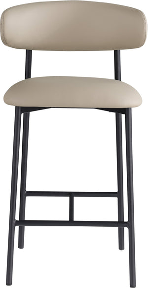 Meridian Furniture Lupita Vegan Leather Counter Stool with Metal Frame for Modern Kitchen Island or Bar Seating Taupe Style B 996Taupe-C