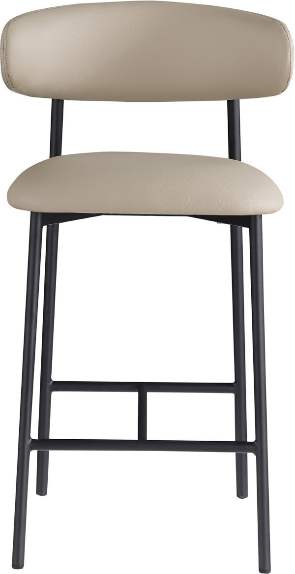 Meridian Furniture Lupita Vegan Leather Counter Stool with Metal Frame for Modern Kitchen Island or Bar Seating Taupe Style B 996Taupe-C