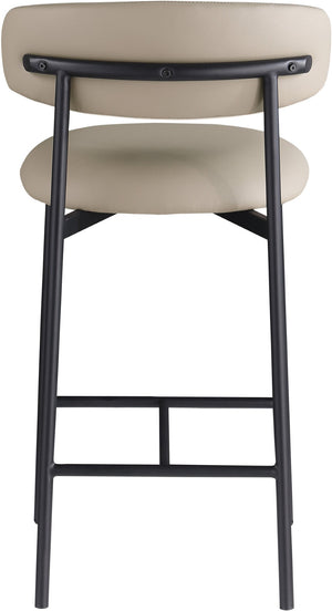 Meridian Furniture Lupita Vegan Leather Counter Stool with Metal Frame for Modern Kitchen Island or Bar Seating Taupe Style B 996Taupe-C