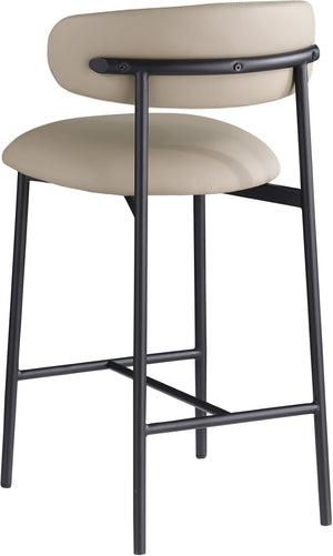 Meridian Furniture Lupita Vegan Leather Counter Stool with Metal Frame for Modern Kitchen Island or Bar Seating Taupe Style B 996Taupe-C