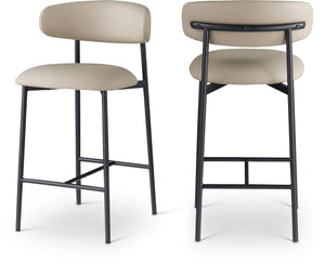 Meridian Furniture Lupita Vegan Leather Counter Stool with Metal Frame for Modern Kitchen Island or Bar Seating Taupe Style B 996Taupe-C
