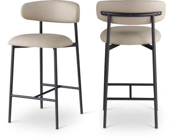 Meridian Furniture Lupita Vegan Leather Counter Stool with Metal Frame for Modern Kitchen Island or Bar Seating Taupe Style B 996Taupe-C