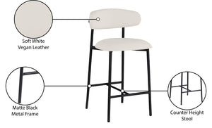 Meridian Furniture Lupita Vegan Leather Counter Stool with Metal Frame for Modern Kitchen Island or Bar Seating Off-White Style B 996White-C