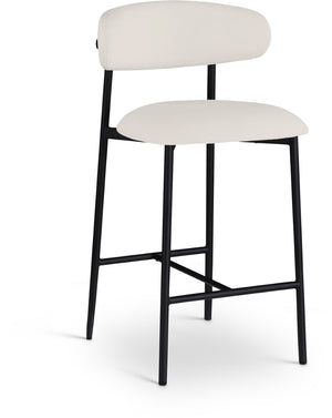 Meridian Furniture Lupita Vegan Leather Counter Stool with Metal Frame for Modern Kitchen Island or Bar Seating Off-White Style B 996White-C
