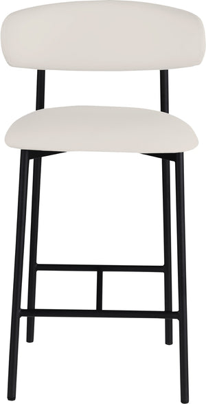 Meridian Furniture Lupita Vegan Leather Counter Stool with Metal Frame for Modern Kitchen Island or Bar Seating Off-White Style B 996White-C
