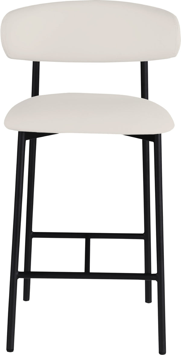 Meridian Furniture Lupita Vegan Leather Counter Stool with Metal Frame for Modern Kitchen Island or Bar Seating Off-White Style B 996White-C