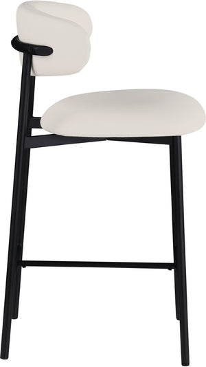 Meridian Furniture Lupita Vegan Leather Counter Stool with Metal Frame for Modern Kitchen Island or Bar Seating Off-White Style B 996White-C