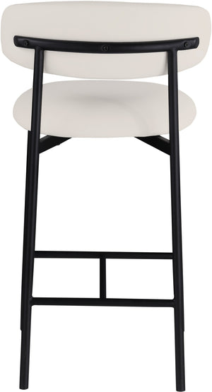 Meridian Furniture Lupita Vegan Leather Counter Stool with Metal Frame for Modern Kitchen Island or Bar Seating Off-White Style B 996White-C