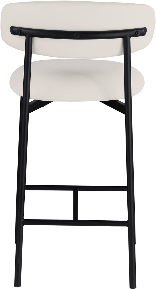 Meridian Furniture Lupita Vegan Leather Counter Stool with Metal Frame for Modern Kitchen Island or Bar Seating Off-White Style B 996White-C