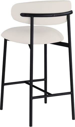 Meridian Furniture Lupita Vegan Leather Counter Stool with Metal Frame for Modern Kitchen Island or Bar Seating Off-White Style B 996White-C