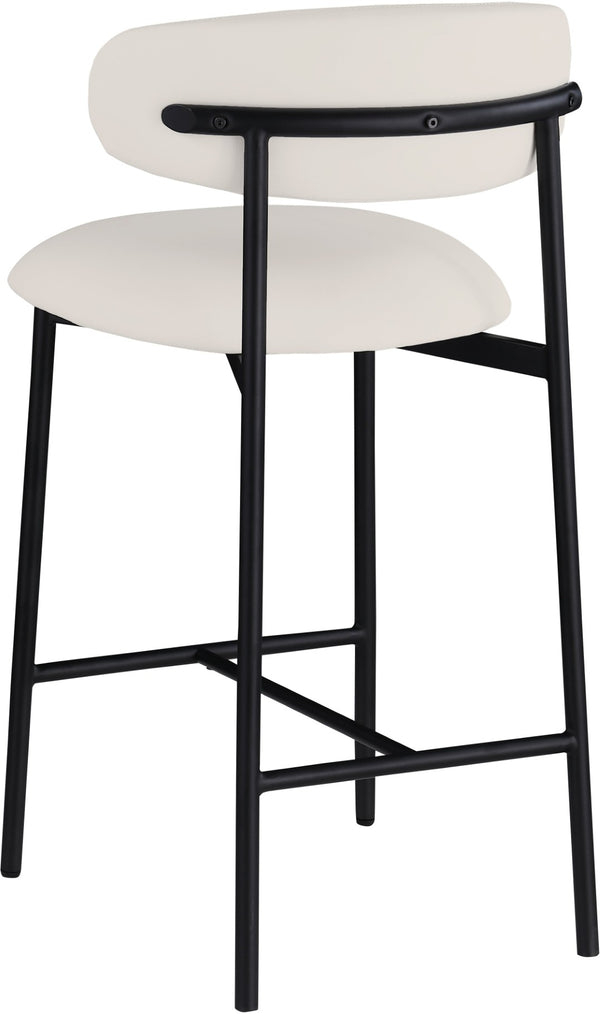 Meridian Furniture Lupita Vegan Leather Counter Stool with Metal Frame for Modern Kitchen Island or Bar Seating Off-White Style B 996White-C